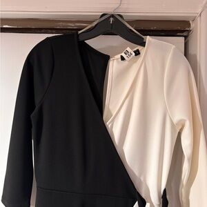 AX Paris Black and Cream Asymmetrical Dress